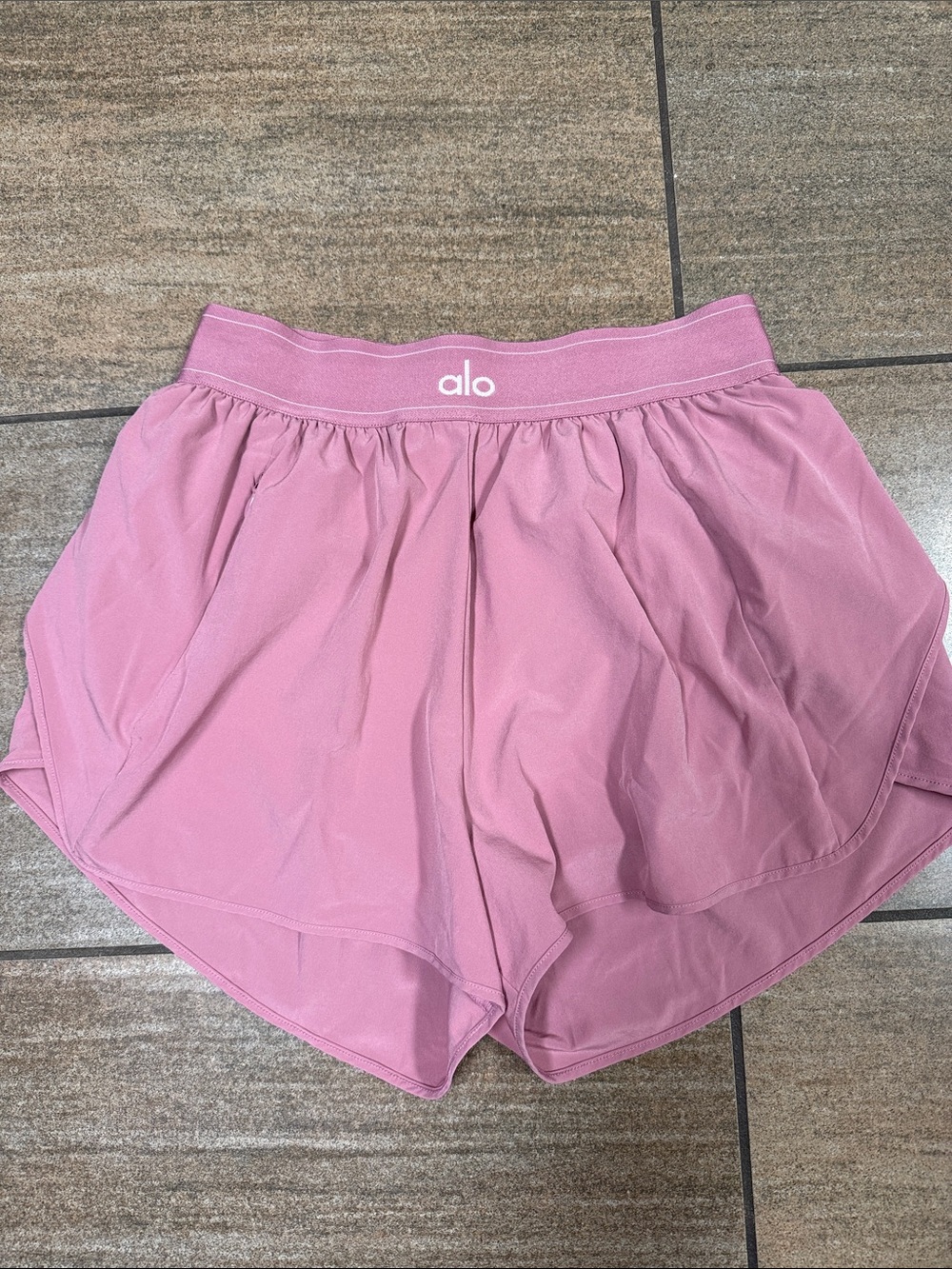 ALO Yoga Rose Pink Athletic Shorts with Elastic Waistband
